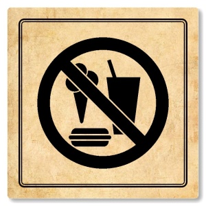 Zákaz vstupu s jídlem, 80x80mm, pergamen, Utah